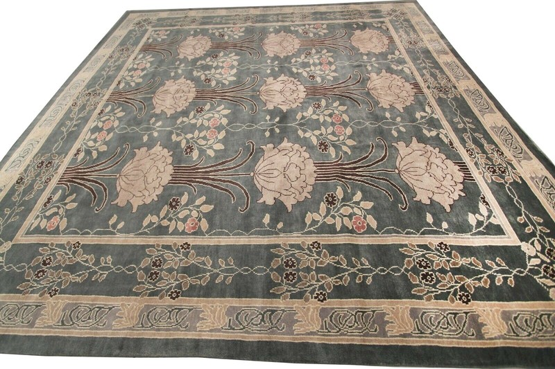 12x12 Vintage Arts & Crafts Handmade Area Rug Art Nouveau Art Deco Design gallery