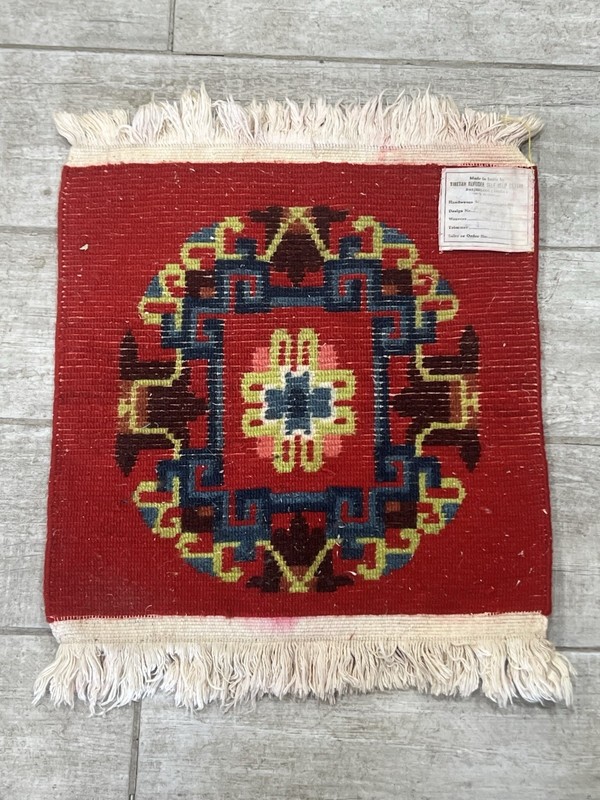 Tibetan monastery meditation woolen rug H 22 1/2 W 18 gallery