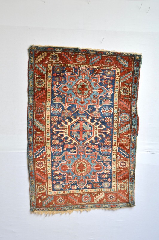 Amazing Antique Blue Ground Small Heriz Full pile circa 1900's ***WWS*** gallery