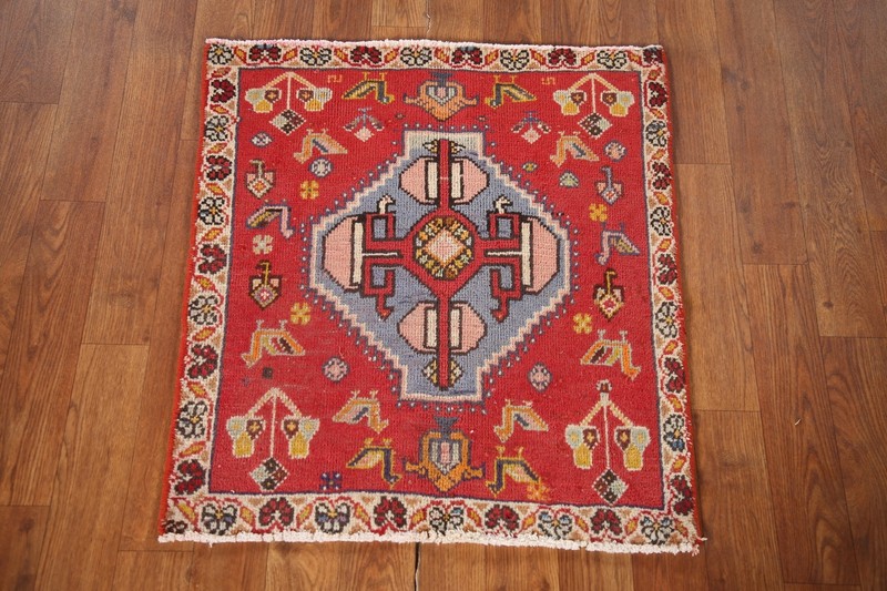 Vintage Tribal Square Abadeh Accent Rug 2x2 Traditional Hand-knotted Wool Carpet gallery