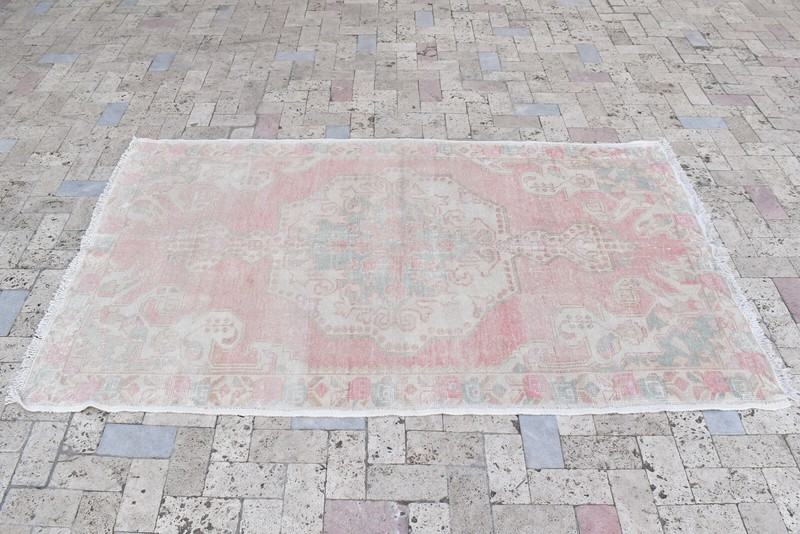Turkish Rug 53''x84'' Oushak Light Color Medallion Pattern Carpet 135x215cm gallery