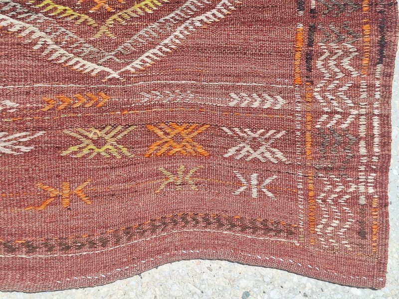 1950s Primitive Kilim Art, Turkish Hand Woven Area Rug, Bohemian Nomad Textile gallery