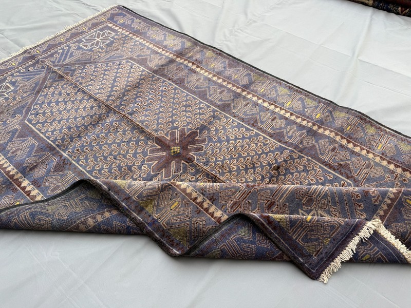 Antique Afghan Baluchi Area Rug 4x7 Blue Handmade Persian Style Oriental Carpet gallery