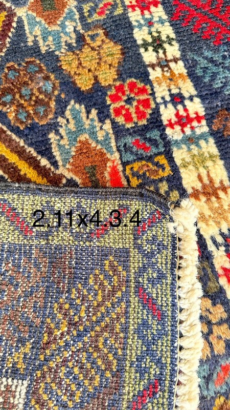 Authentic Hand Knotted Afghan Balouch Wool Area Rug 4.2 x 2.11 Ft (423 PF) gallery