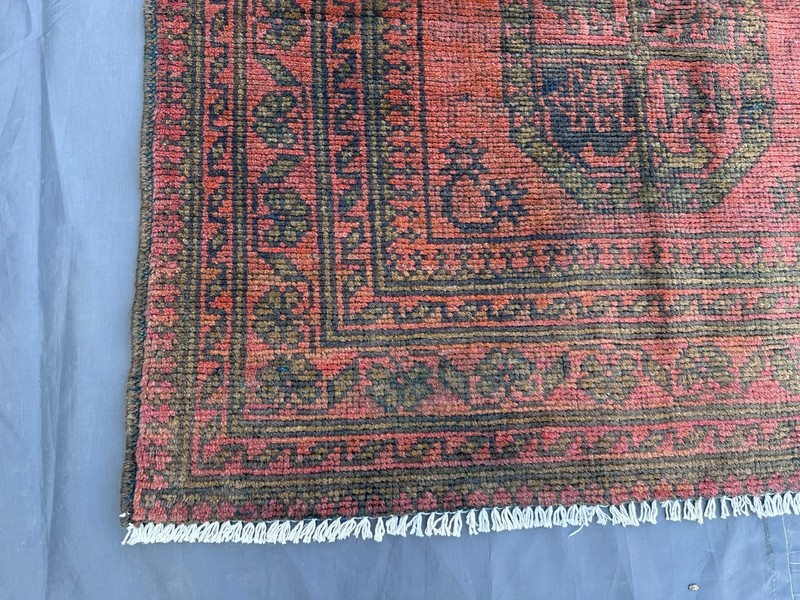 Terracotta Vintage Turkmen Bukhara Rug Faded Tribal Wool Handmade Rare Area Rug gallery