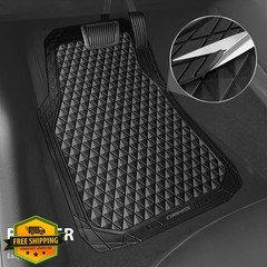 CAR PASS Black Rubber Car Mats, All-Weather, Full Set, Universal Fit