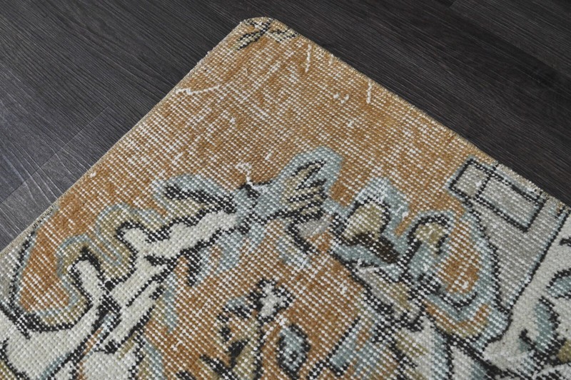 Oushak Turkish Doormat Rug 2x2 ORANGE Vintage Anatolian Handmade Small Kilim Rug gallery