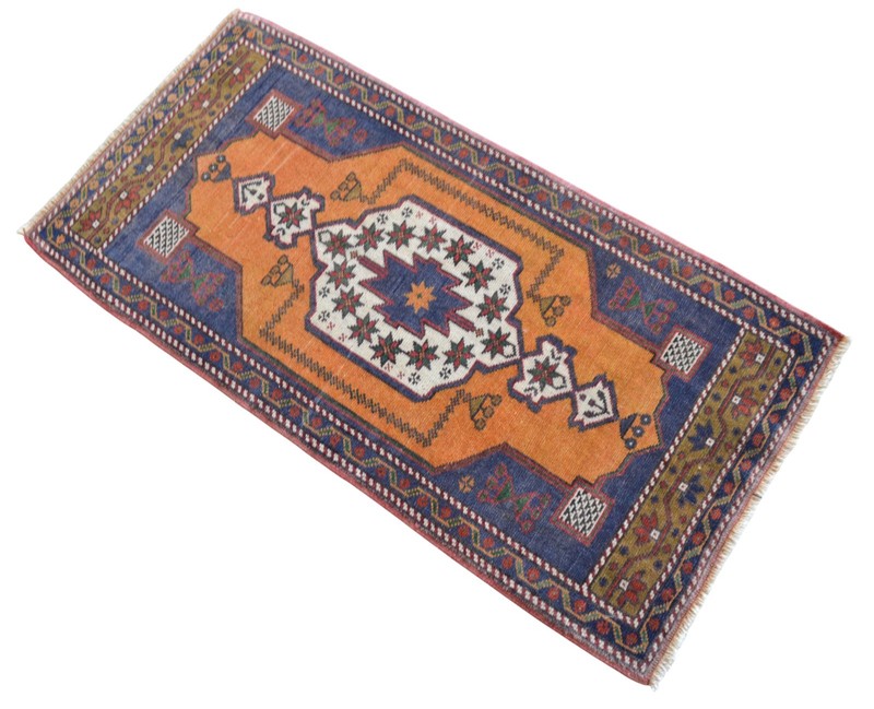 Turkish Rug Vintage Small Rug Handmade Rug Entryway decor Door Mat 2x4 ft approx gallery