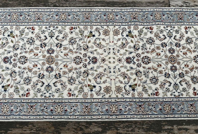 Fine Quality New Handmade Silk & Wool White Oriental Runner, Floral Design, 3x12 gallery
