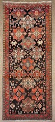 5×13 Vintage Meshkin Tribal Runner Rug Hand Knotted Wool Black Geometric Animals