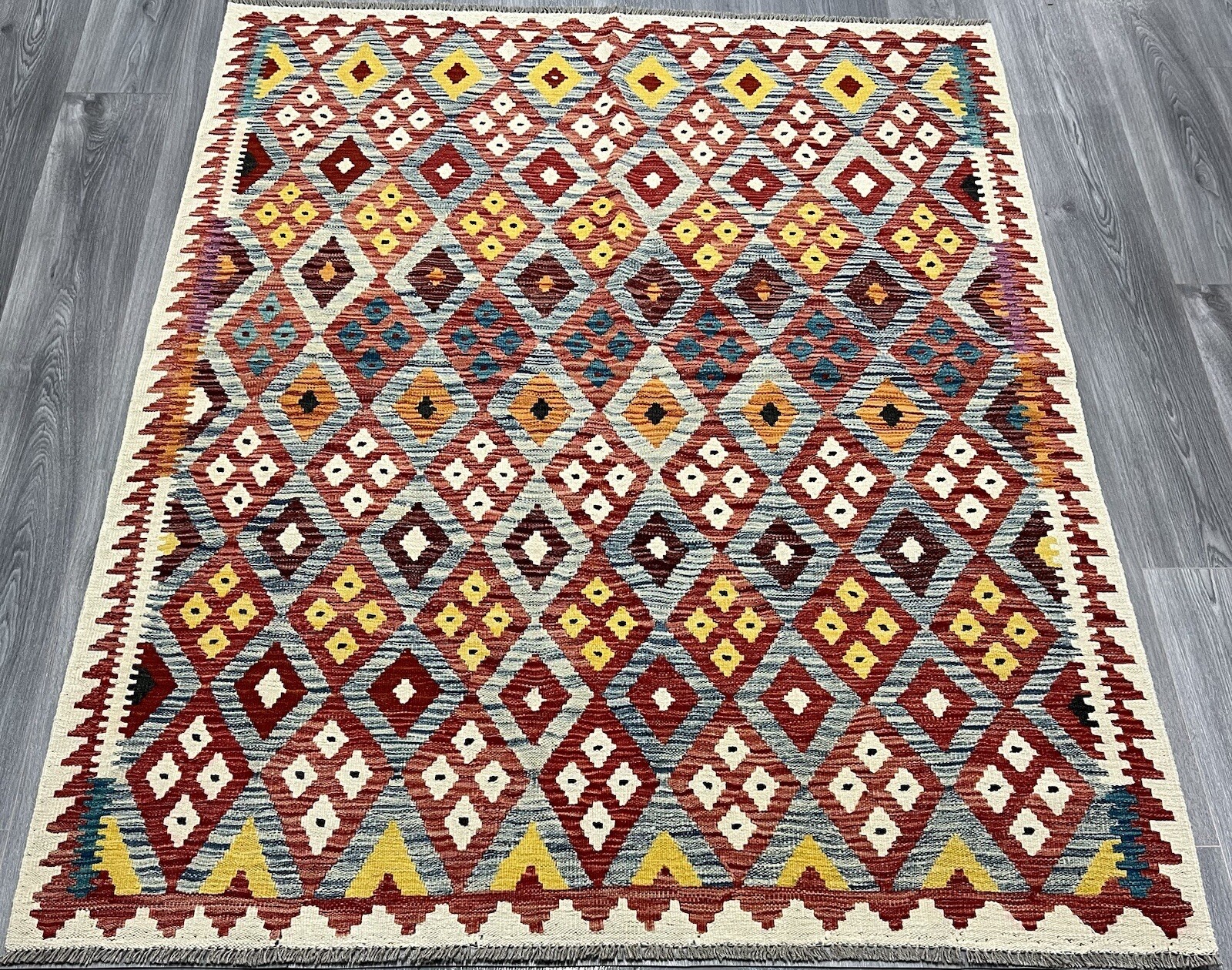 Vintage Kilim Traditional Hand Made Oriental Wool Kilim 6ft5inx5ft 195cmx154cm gallery