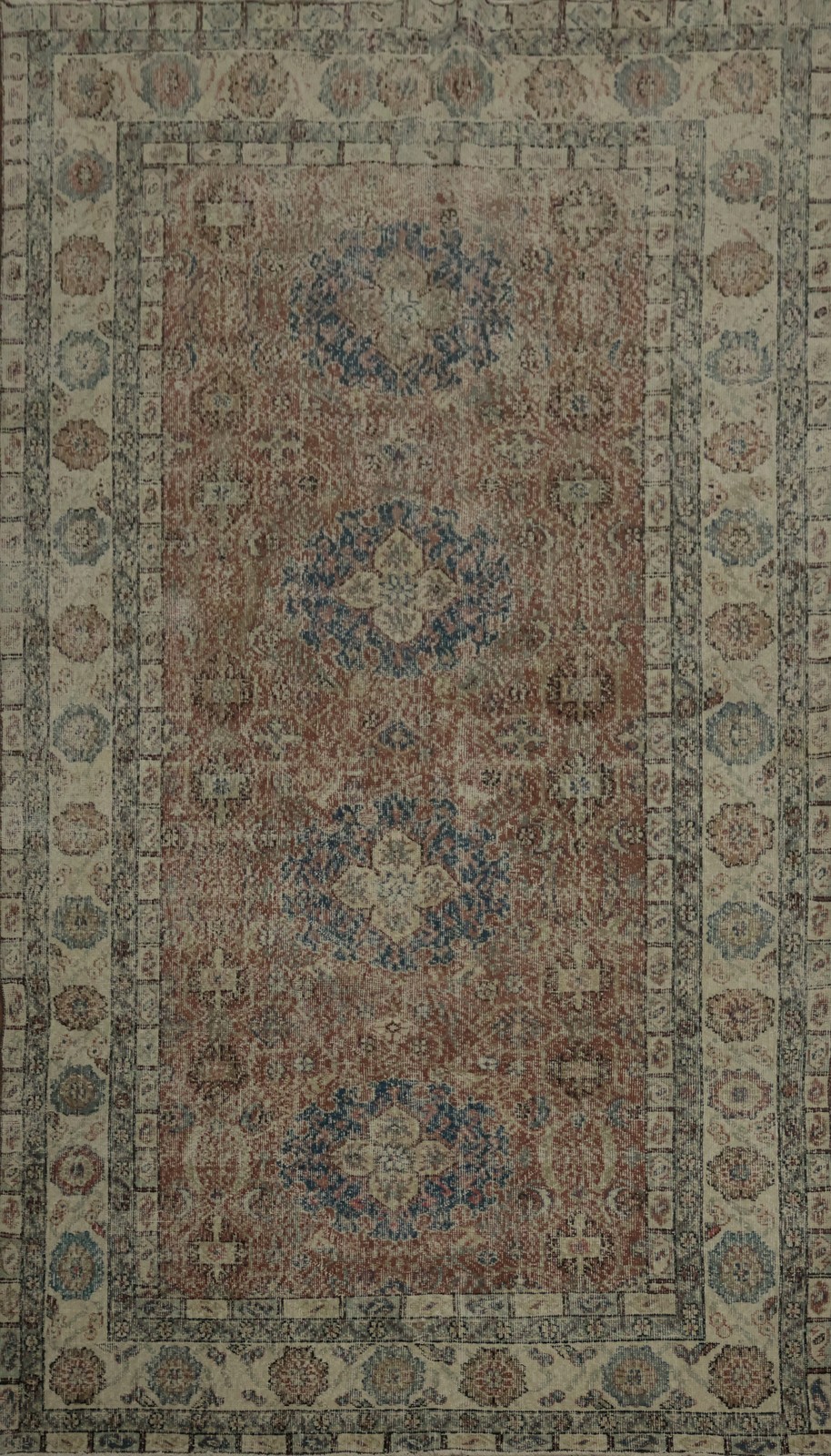 Handcrafted Anatolian Area Rug 6x10 Ft Geometric Carpet with Charming Distressed gallery
