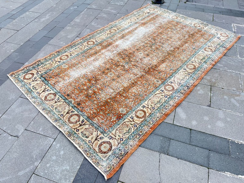 5x8 Hand-Knotted Antique Look Rug - Faded Terracotta Turkish Rug - Boho Chic gallery