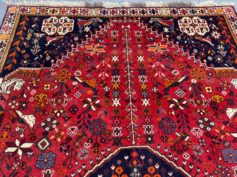 RED BLUE VINTAGE RUG 4x7 ANTIQUE HAND-KNOTTED traditional handmade oriental 5x7 gallery