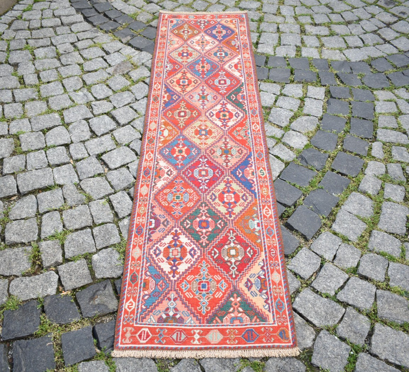 Soumak Rug 20'' x 77'' Rahrah Soumak Runner Rug Organic Wool Kitchen Wool Rug gallery