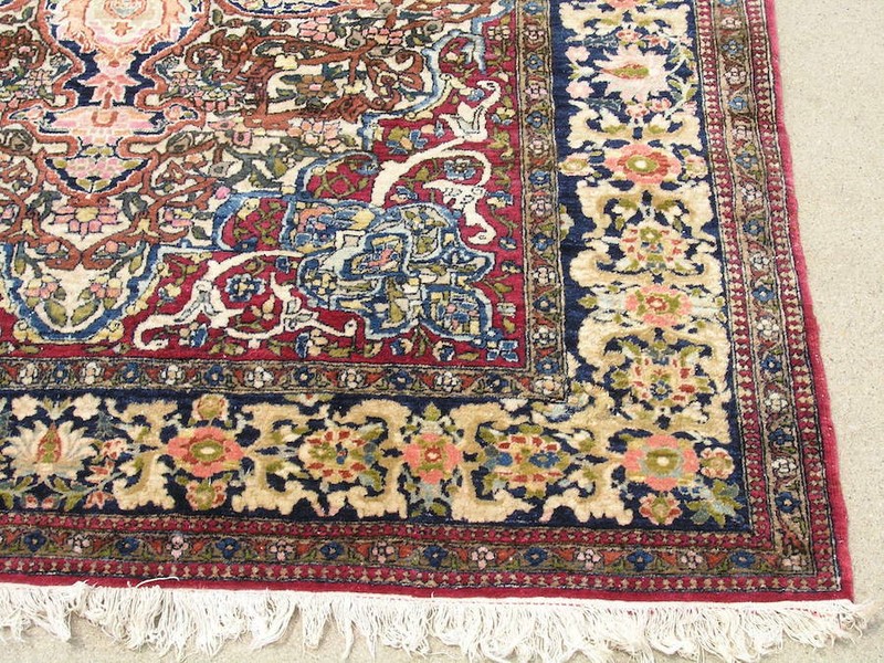 Antique 1850s I s p h a h a n Ahmad Agha Fine Oriental Rug Carpet 4'9"x6'3" pile gallery