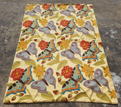 Vintage Woven Traditional Kashmiri Butterfly Multicolor Kilim Rug 177×118 cm