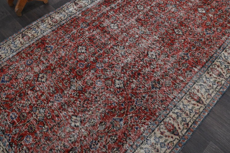 Oushak Turkish Vintage Rug 5x9 Kilim Rug Anatolian Handmade Boho Decor RED gallery