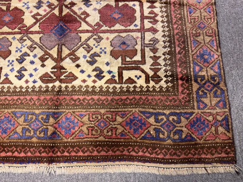 Fine Afghan Vintage Tribal Baluchi Rug 4x7 ft Hand Knotted Antique Oriental Rug gallery