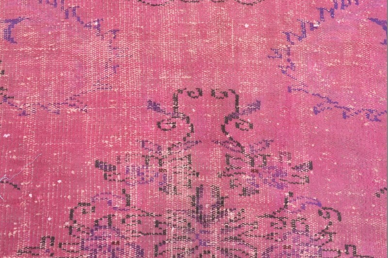 Vintage Carpet, Pink Color Overdyed Rug, Area Rugs, Candy Color Carpet 67"x104" gallery