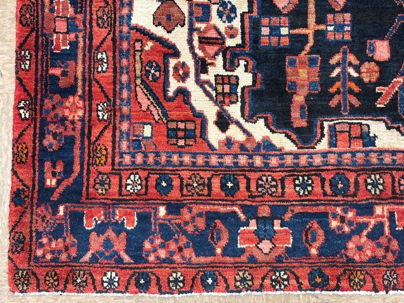 Vintage Nahavand Tribal Wool Hand Knotted Oriental Area Rug 5x9 Navy Blue Red gallery