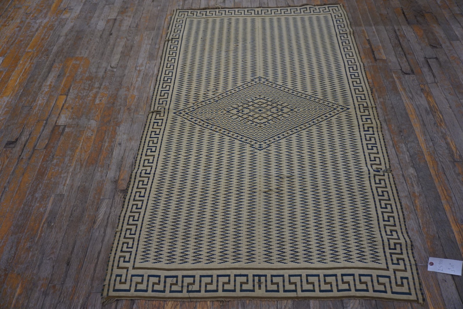 3'x5' Antique Greek Key Border Native American Navajo Flatwoven Rug gallery