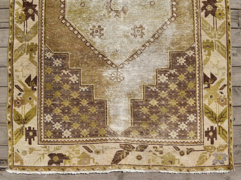 Turkish Rug 3x6 Handwoven Oushak Rug 105x210cm Natural Wool Carpet Muted Rug gallery