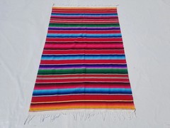 Vintage Traditional Handmade Mexican Saltillo Serape Wool Multi Kilim 6.4×3.9ft