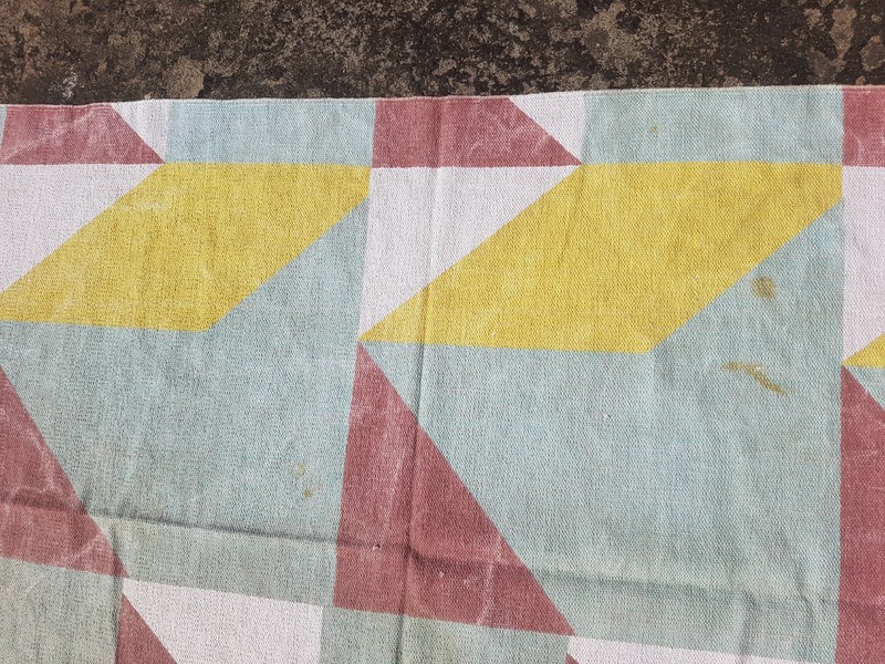 Vintage Printed Scandinavian Geometric Modern Pastel Kilim Rug 195x135 cm gallery