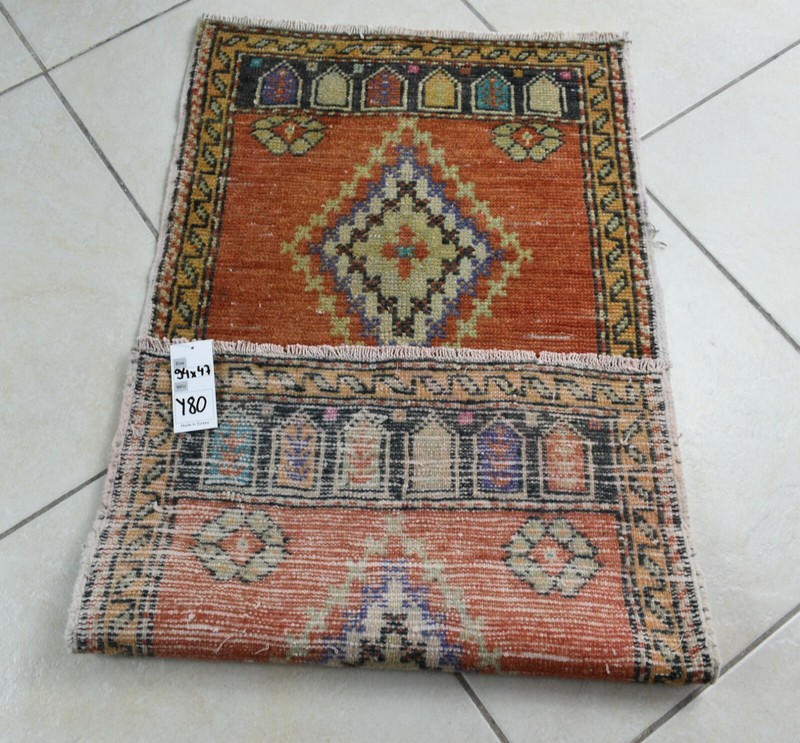 3x1.5 ft Anatolian Runner Small Vintage Rug Oushak Runner Mini Turkish Rug Y80 gallery