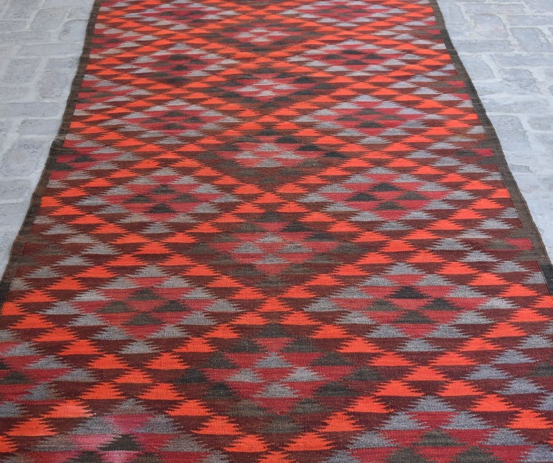 4'6 x 12'1 Ft, Handmade vintage afghan tribal maldari kilim rug, Unique wool rug gallery