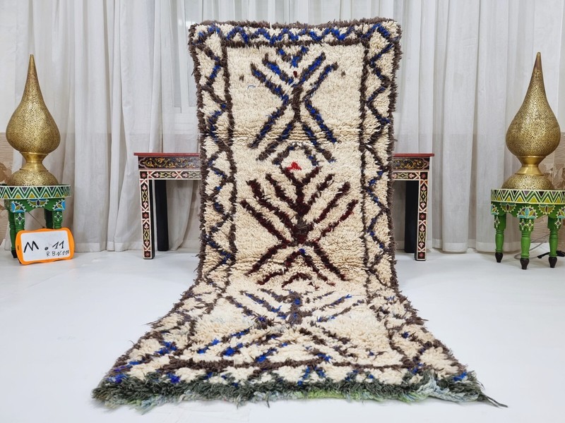 Moroccan Handmade Vintage Rug 3'x7' Berber Abstract Taupe Wool and Cotton Rug gallery