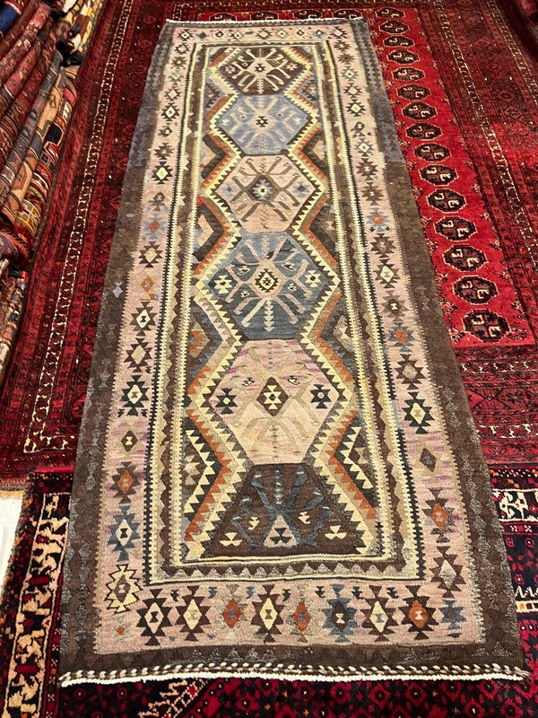 285 X 105 cm COLLECTORS' ITEM Antique Kurdish Senneh Geometric Hallway Runner gallery