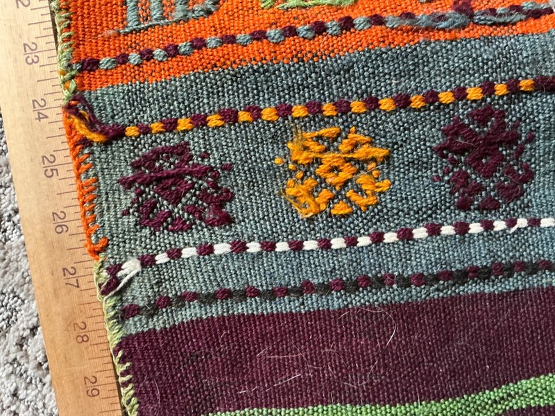 Vintage Handmade Turkish Kilim Cicim Wool Saddle Bag gallery