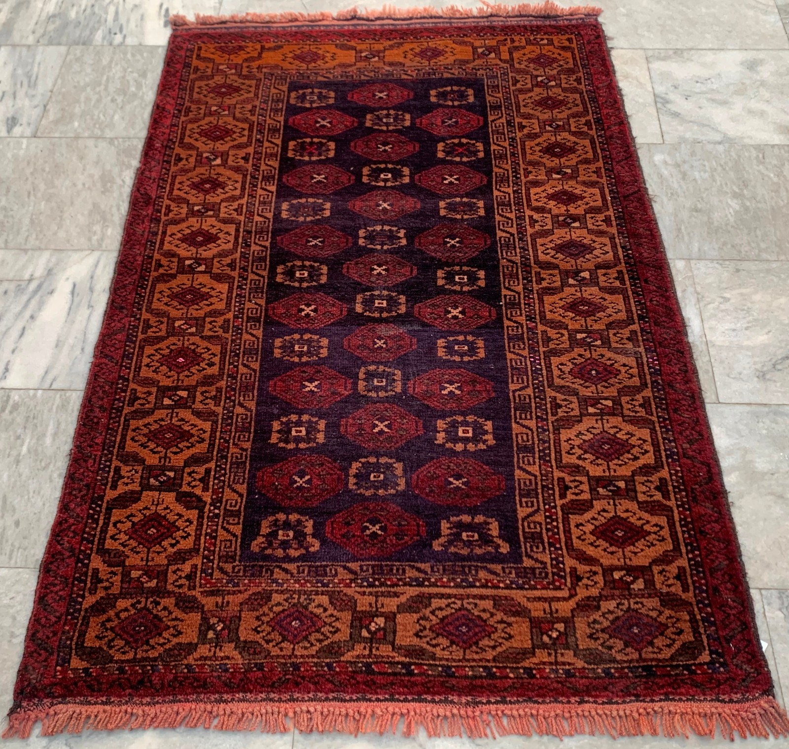 Vintage Afghan Balouch Rug: Hand Knotted Wool, Traditional Area Carpet 3x5 ft gallery