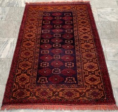 Vintage Afghan Balouch Rug: Hand Knotted Wool, Traditional Area Carpet 3×5 ft