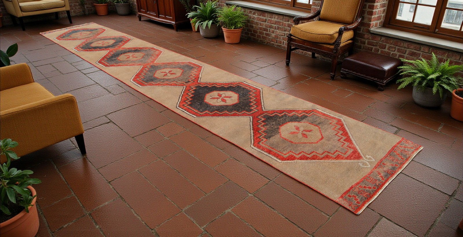 3x19 ft Vintage Rug Runner Handmade EXTRA LONG Hallway Runner Wool Turkish Rug gallery