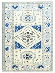 Cream Blue Turkish Oushak Traditional Area Rug 6.11×9.5 ft Hand-knotted Carpet