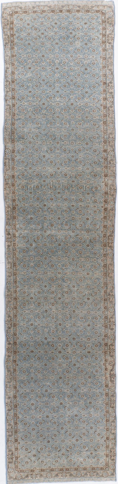 Antique Blue Hand Knotted Oriental Runner One of a Pair 3'3 X 15'8 E25368 gallery