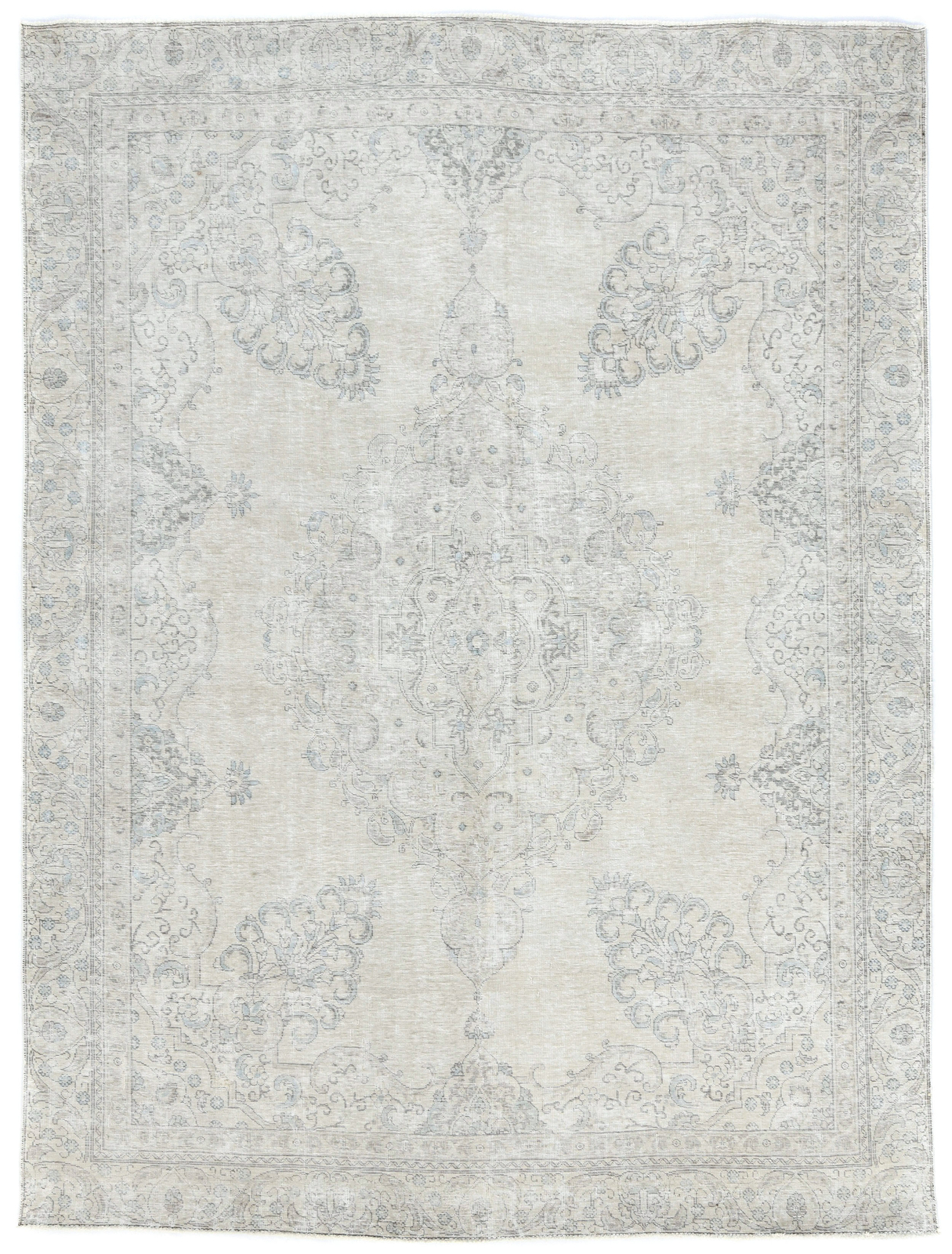 Distressed Floral Rug Antique Farmhouse Decor Oriental Carpet 8'9X11'4 ft gallery
