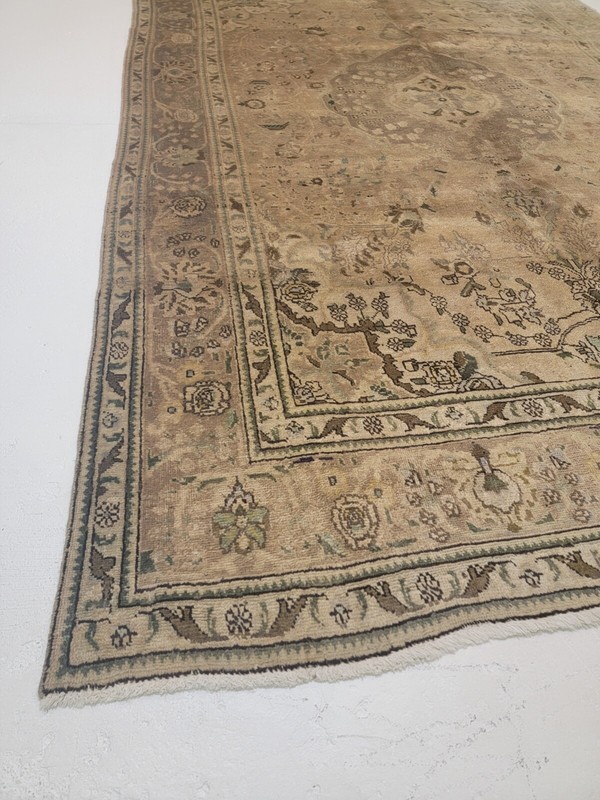 Antique Oriental Hand-Knotted Wool Area Rug Gold/Brown/Green/Beige 6'11" x 9'10" gallery