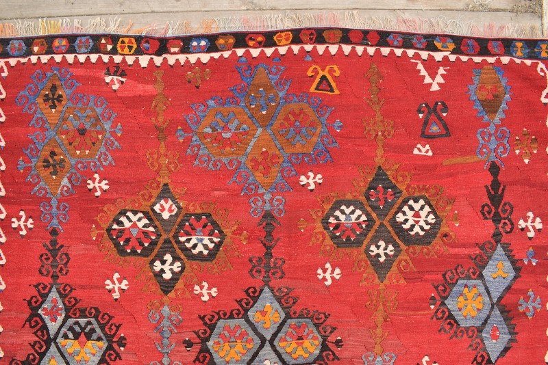 Turkish ANTIQUE Rug 84''x129" Handwoven Sivas Sharkısla Kilim 215x330cm gallery