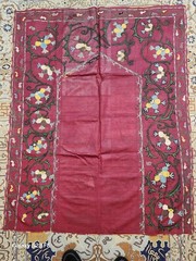 Antique Shahrisabz Silk On Silk Souzani Prayer Mat, 42×52 Inches