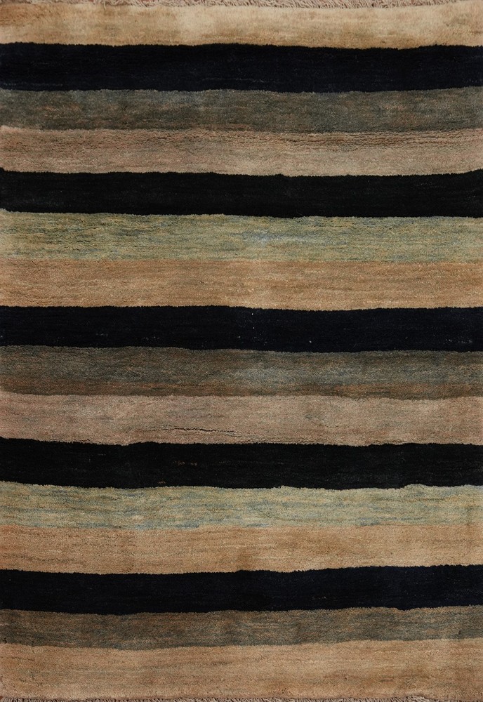 Striped Modern Hand-made Accent Rug 4x5 Contemporary Home Decor Wool Carpet