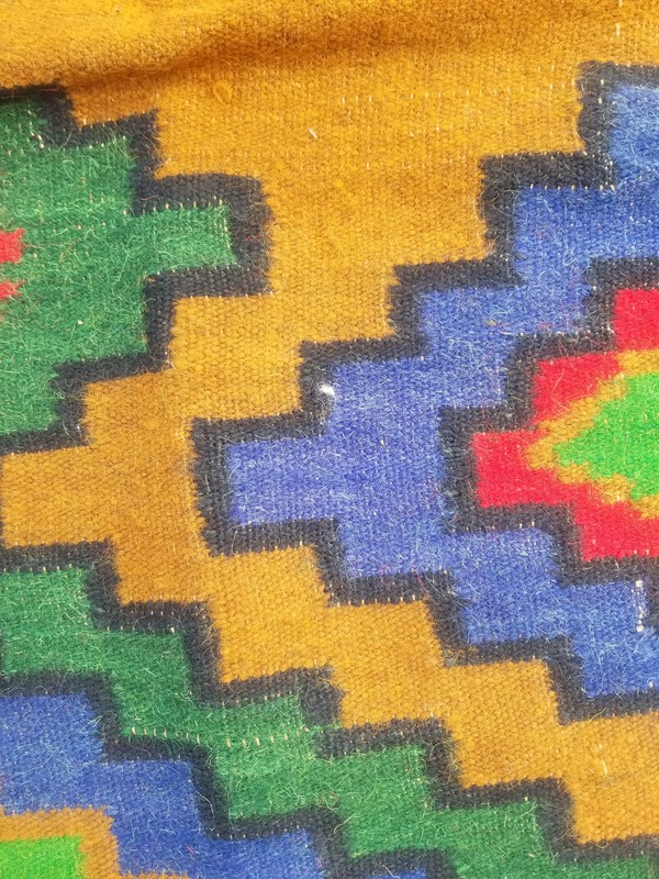 Vintage Traditional Handmade Southwestern-style Wool Green Kilim 8.6x7.3ft gallery