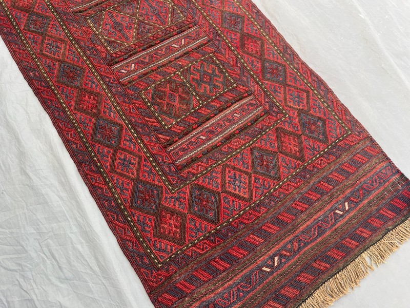 2'5 x 9'4 ft Vintage Afghan Baluchi Flat Weave Runner Rug Handmade Tribal Carpet gallery