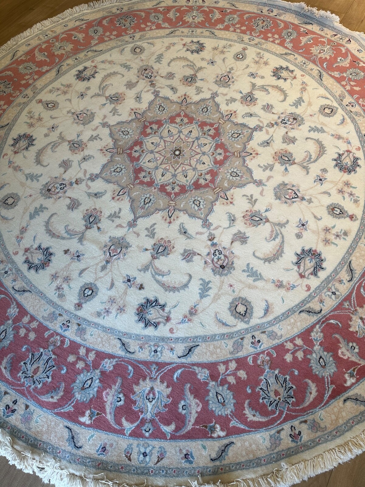 8' ROUND Silk inlaid highlighted Tabreez Rug Oriental Carpet 500 KPSI gallery