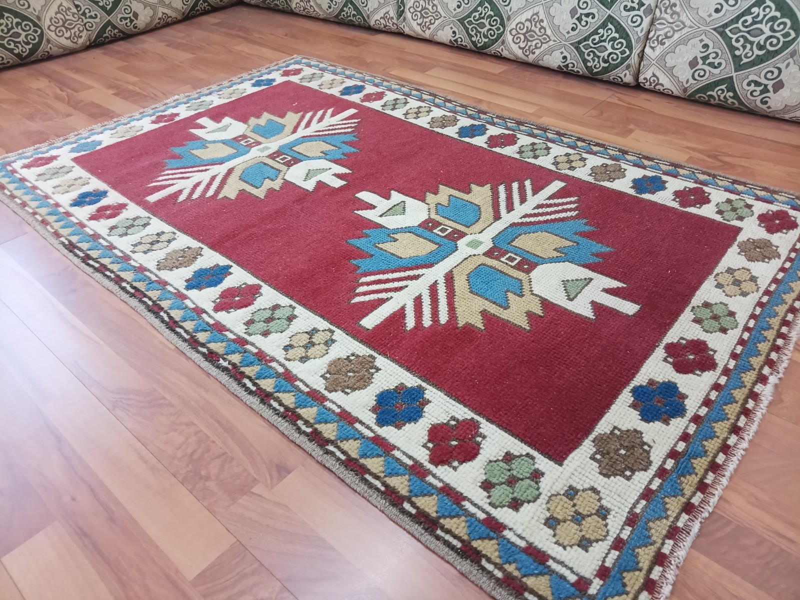 Antique Star Recion Wool Rug Collectible Antique Rare Blue Rug Tribal Rug gallery