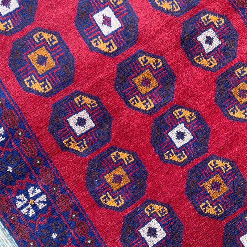 Handmade Red Afghan Accent Rug, Geometric & Tribal Design, 100% Camel Hair, 4x7 gallery