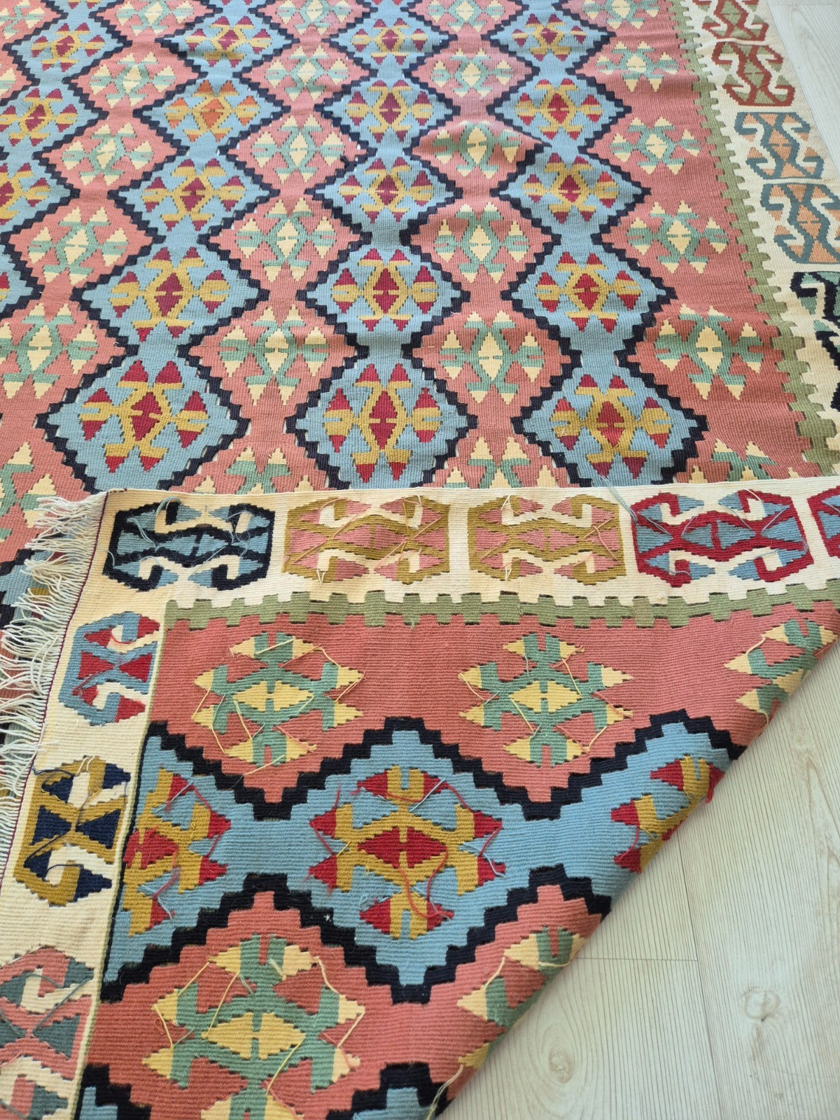 Vintage Turkish Handwoven Wool Kilim Rug 43x66 in , Anatolian Tribal Rug gallery